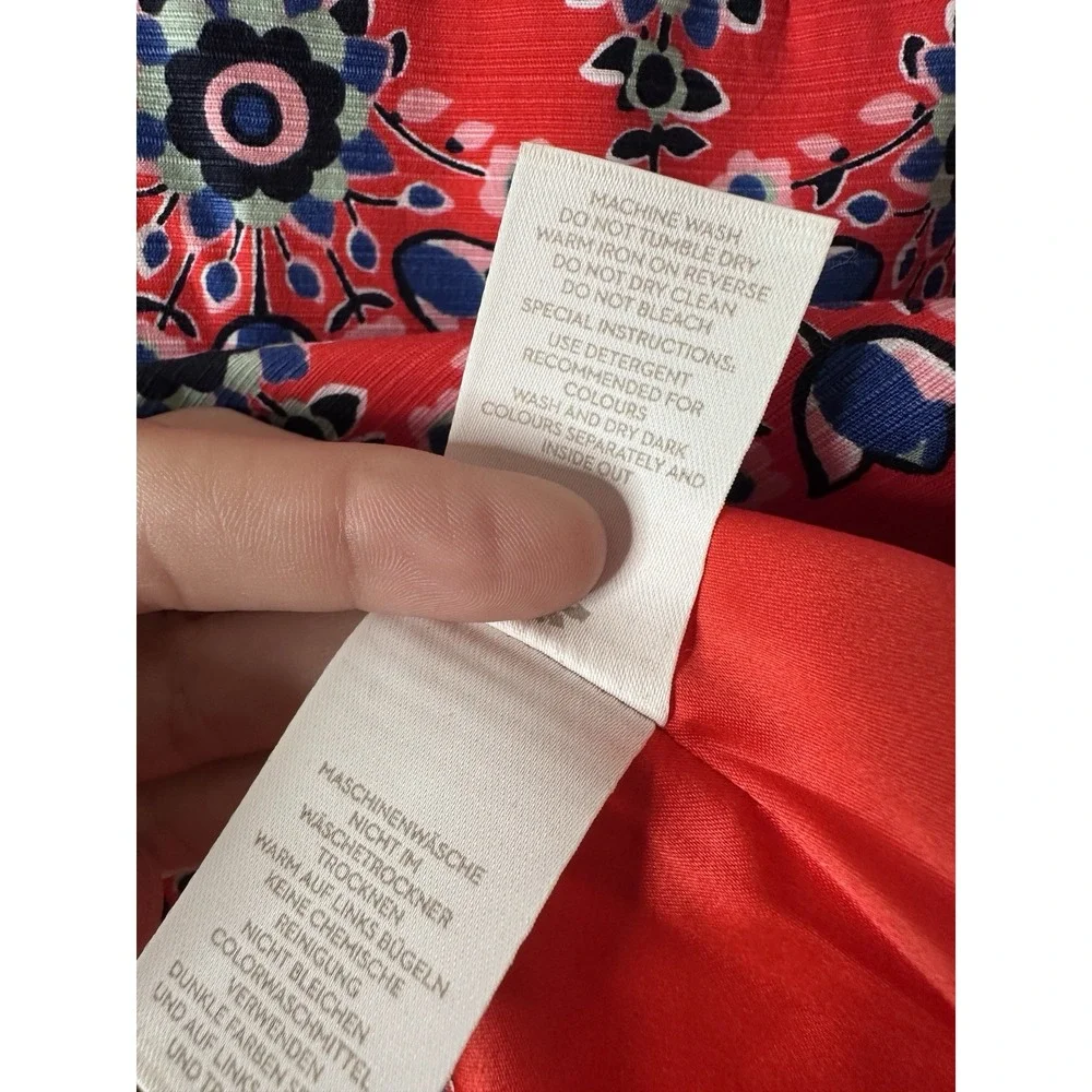 BODEN Red Blue Pop Floral Modern Pencil Skirt 14P 14 Petite High Waisted Womens - Picture 6 of 7